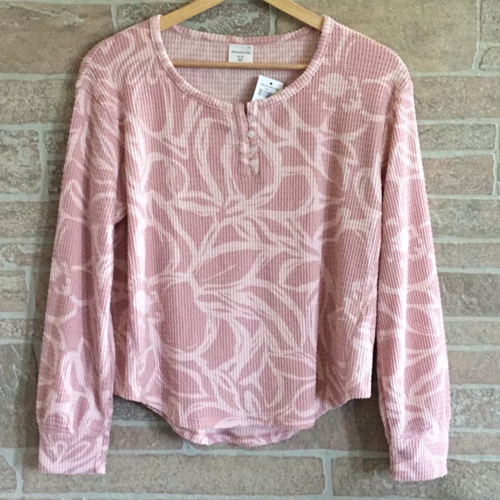 Abercrombie Kids Pattern Long Sleeve Waffle Henley Tee